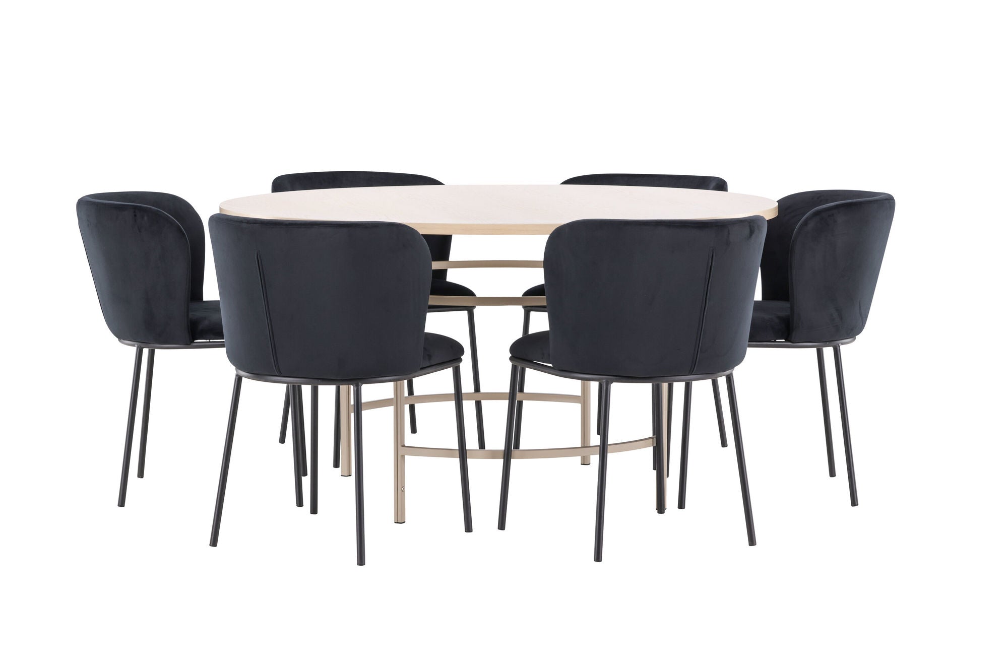 Venture Home Copenhagen bord - Whitewash/Beige with 6 Edina stol - Black