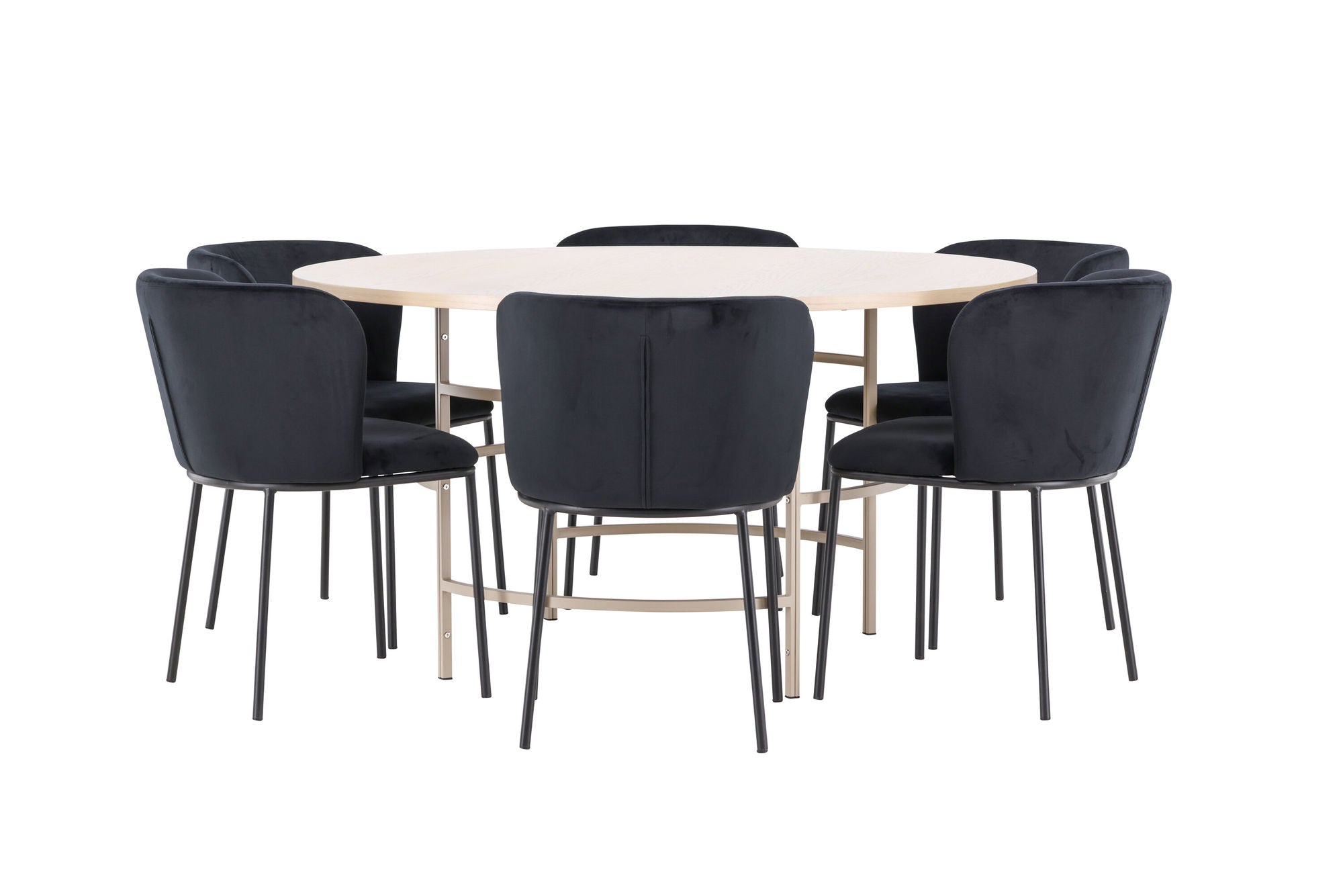 Venture Home Copenhagen bord - Whitewash/Beige with 6 Edina stol - Black