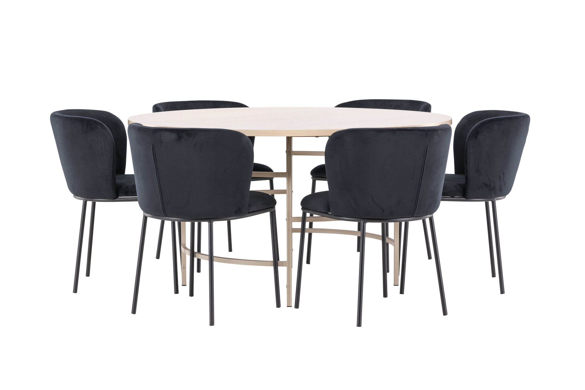 Venture Home Copenhagen bord - Whitewash/Beige with 6 Edina stol - Black