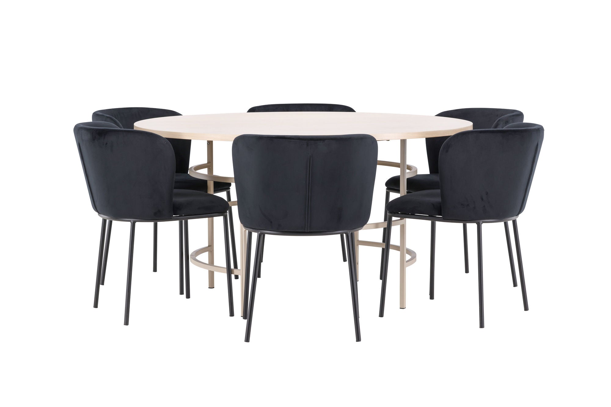 Venture Home Copenhagen bord - Whitewash/Beige with 6 Edina stol - Black