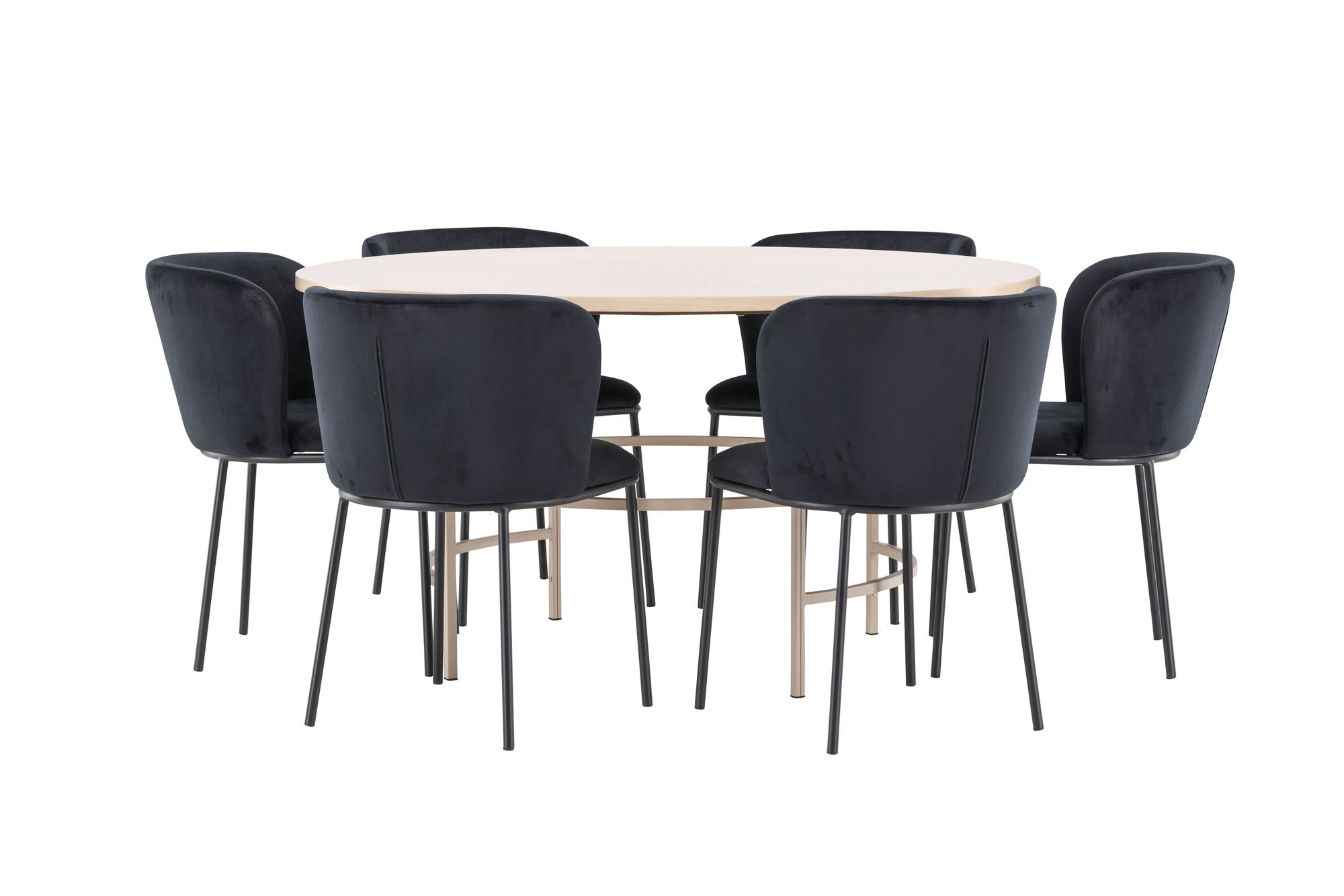 Venture Home Copenhagen bord - Whitewash/Beige with 6 Edina stol - Black