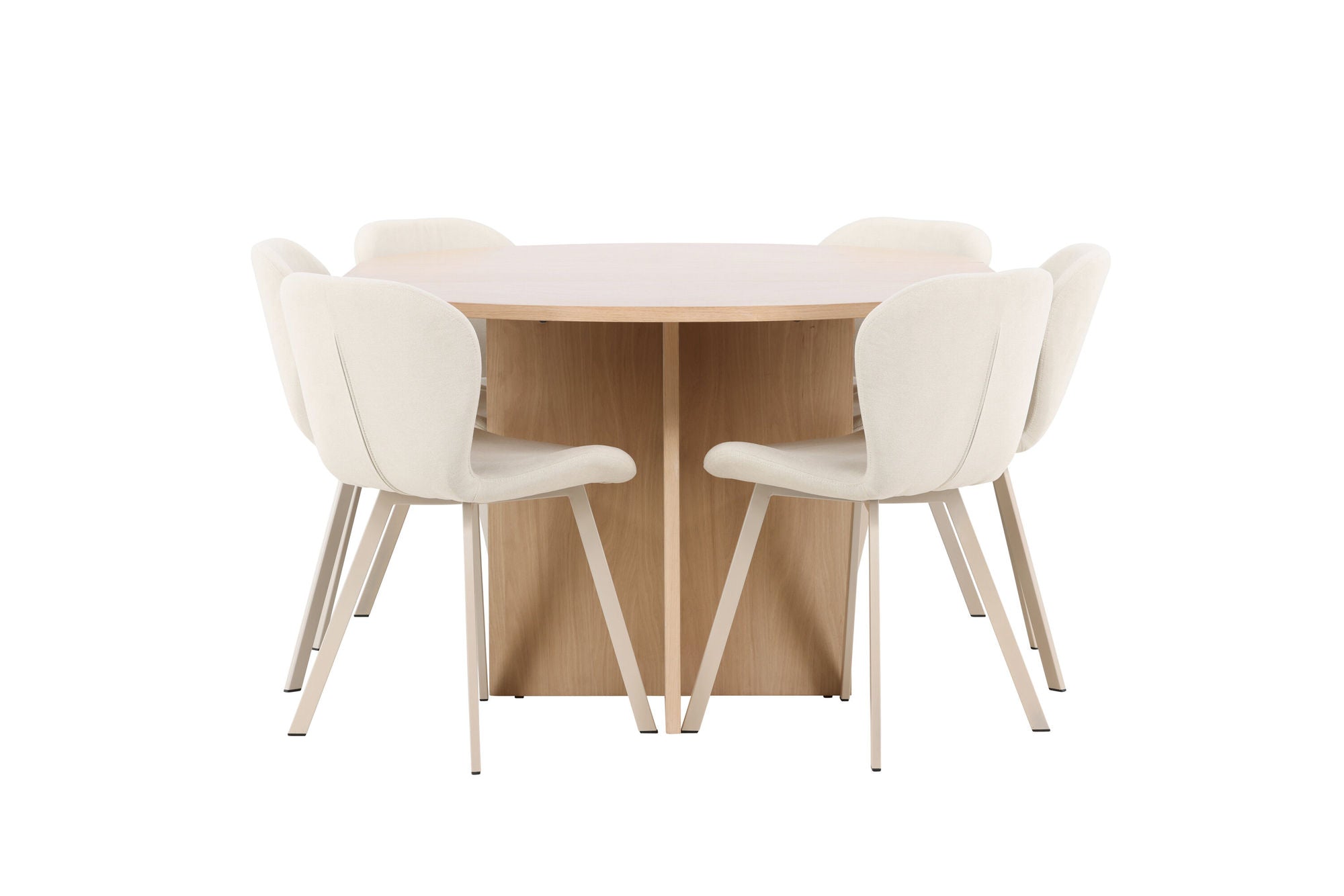 Venture Home Strada bord - Whitewash with 6 Lilja stol - Beige
