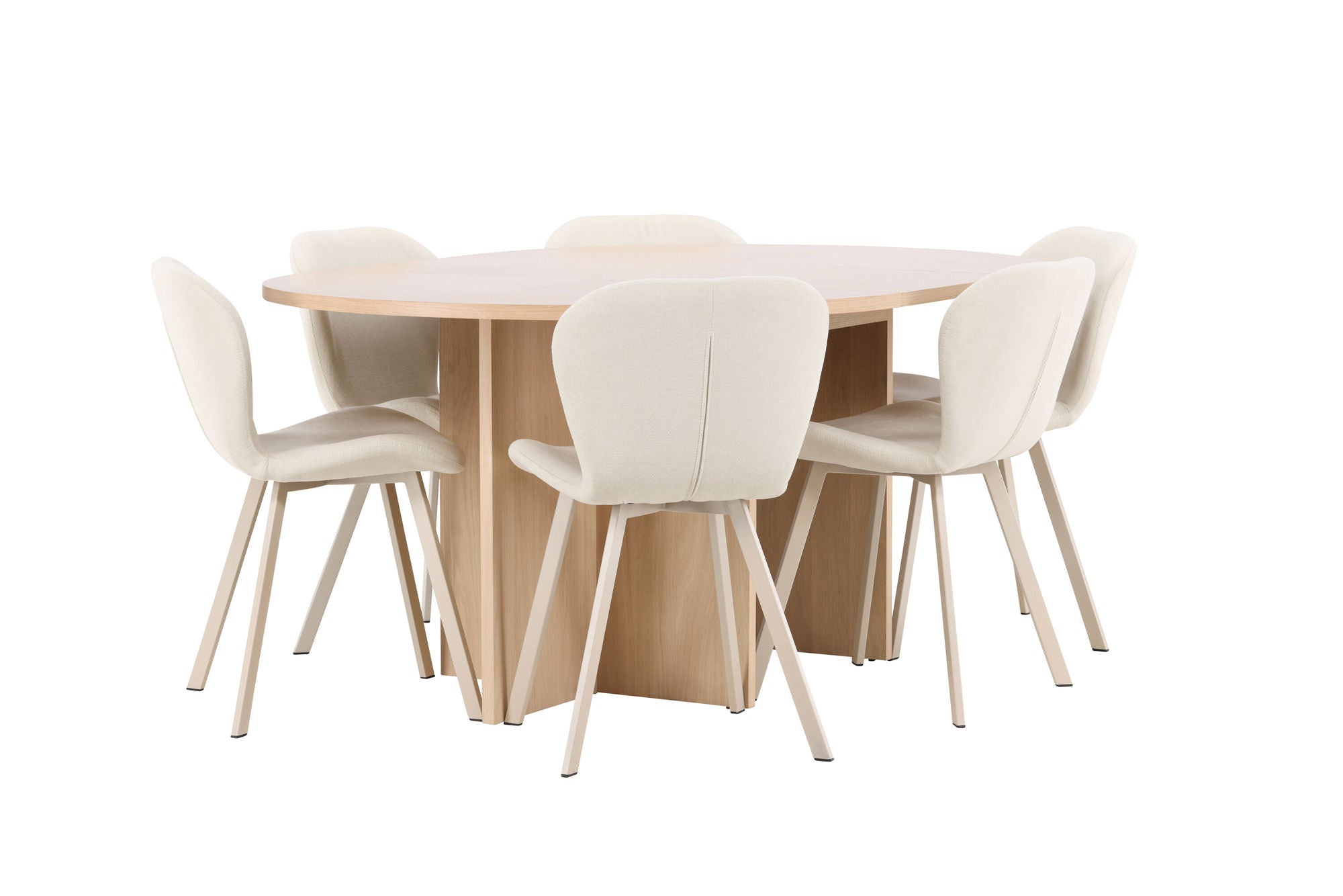 Venture Home Strada bord - Whitewash with 6 Lilja stol - Beige