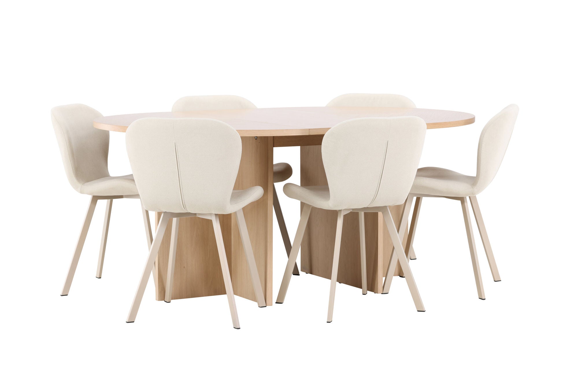 Venture Home Strada bord - Whitewash with 6 Lilja stol - Beige