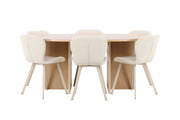 Venture Home Strada bord - Whitewash with 6 Lilja stol - Beige