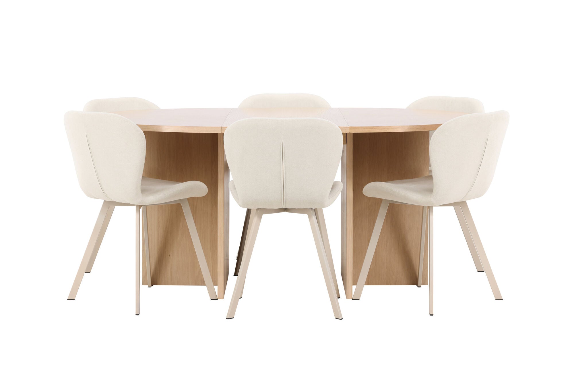 Venture Home Strada bord - Whitewash with 6 Lilja stol - Beige