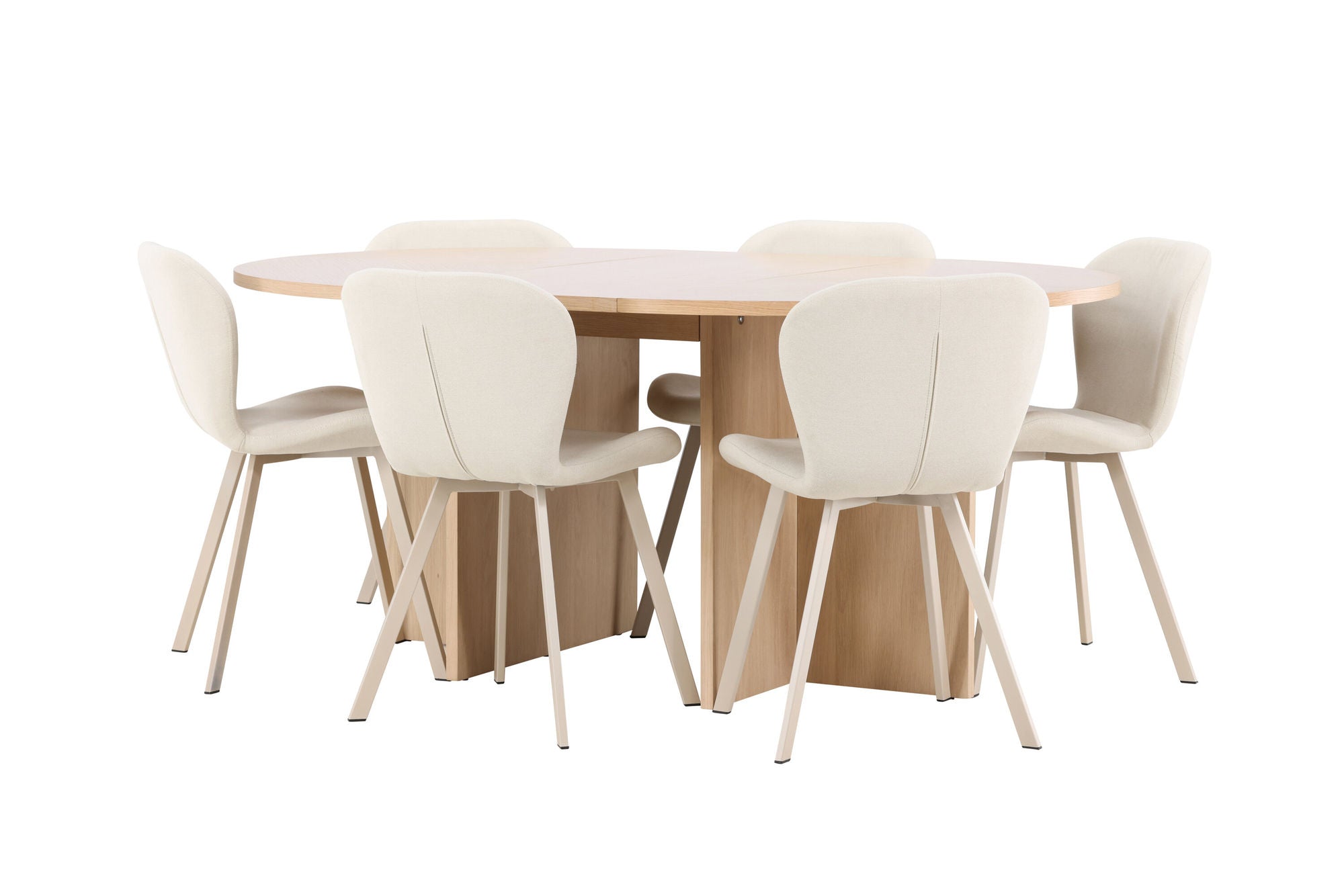 Venture Home Strada bord - Whitewash with 6 Lilja stol - Beige