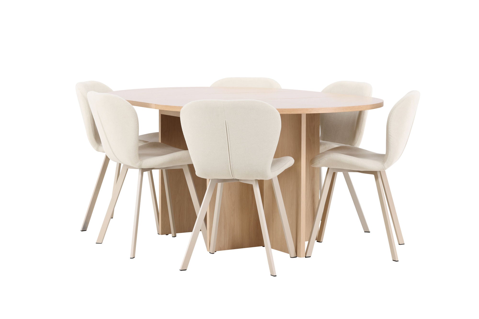 Venture Home Strada bord - Whitewash with 6 Lilja stol - Beige