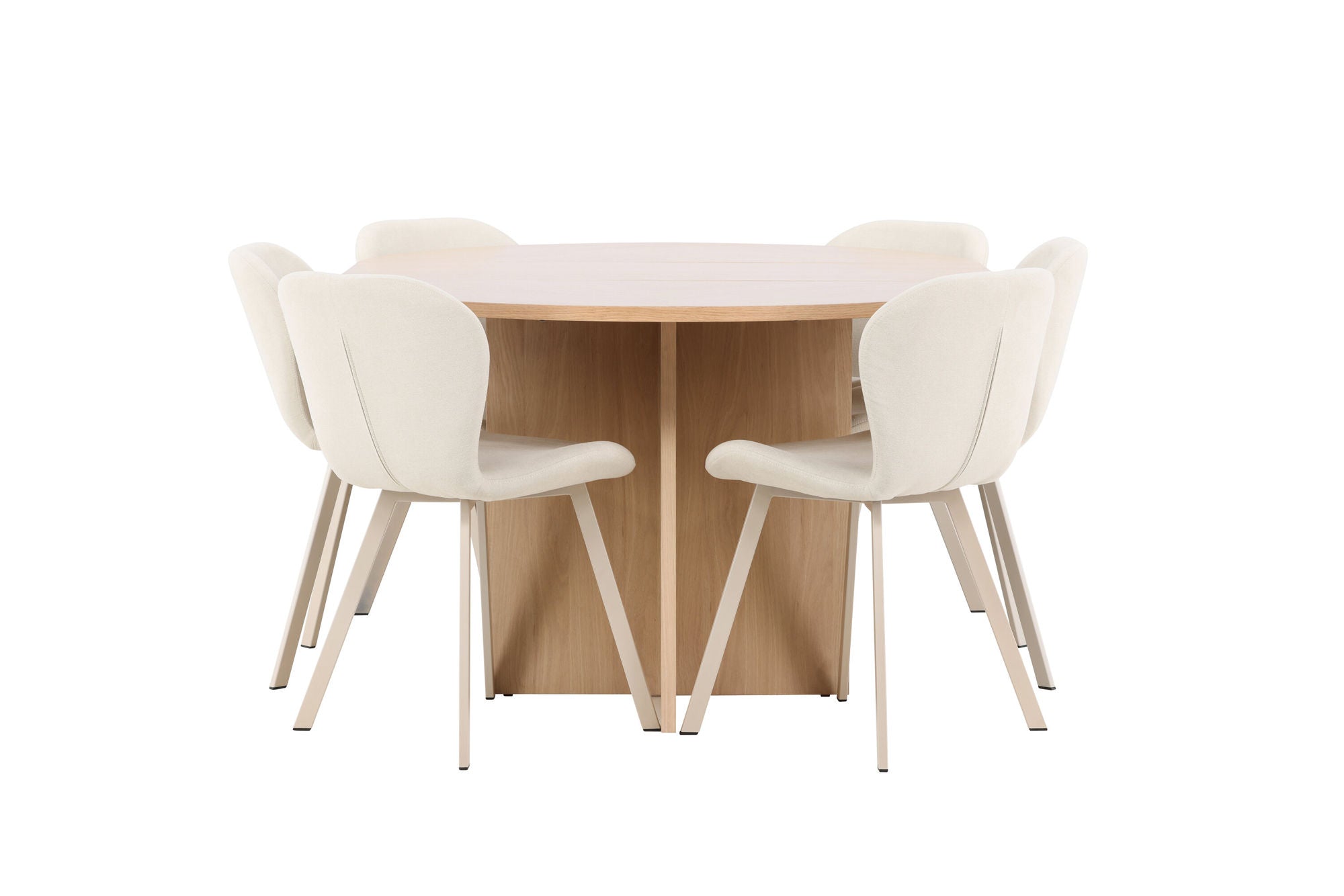 Venture Home Strada bord - Whitewash with 6 Lilja stol - Beige