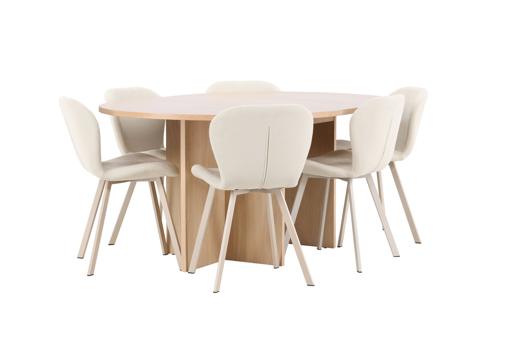 Venture Home Strada bord - Whitewash with 6 Lilja stol - Beige