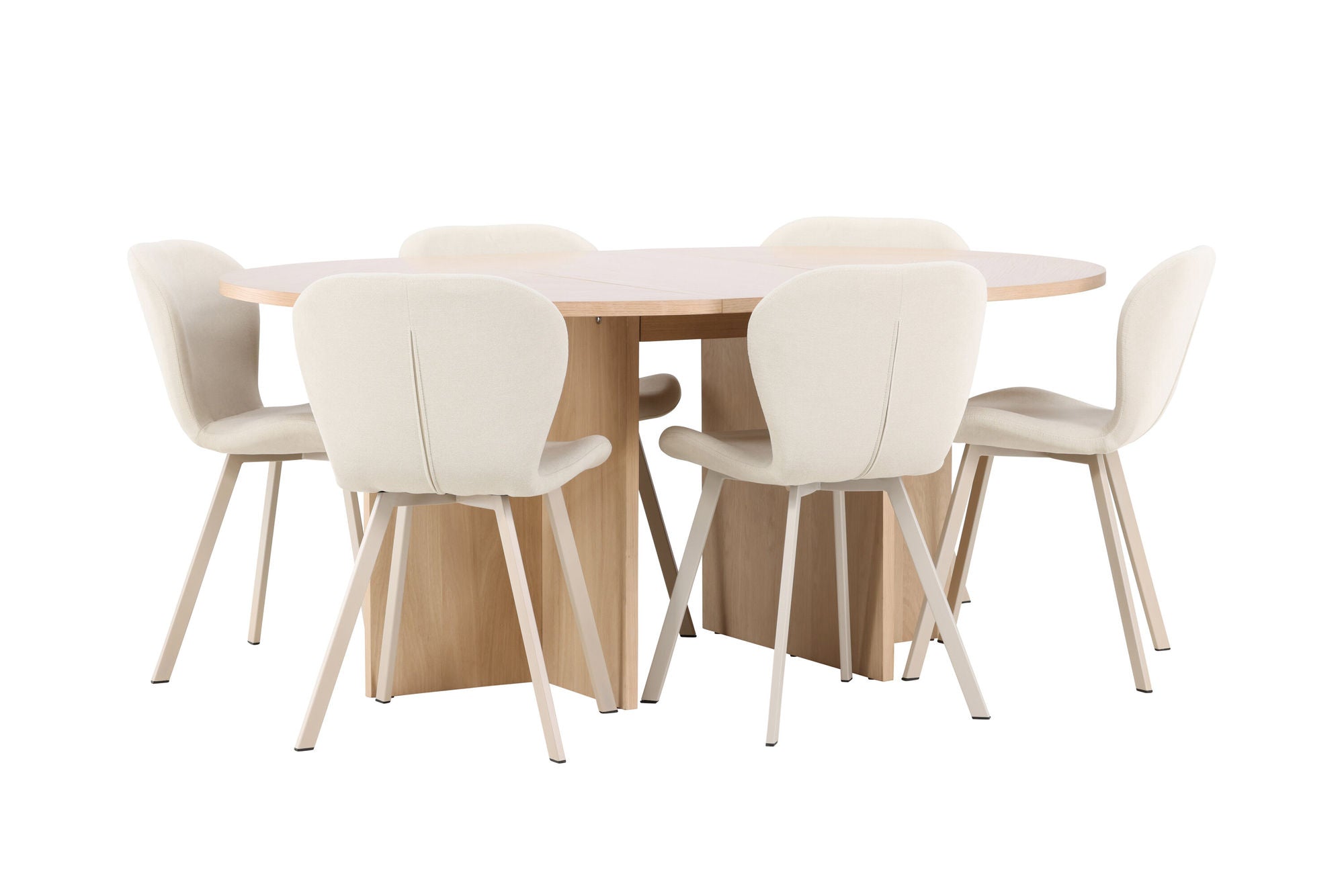 Venture Home Strada bord - Whitewash with 6 Lilja stol - Beige