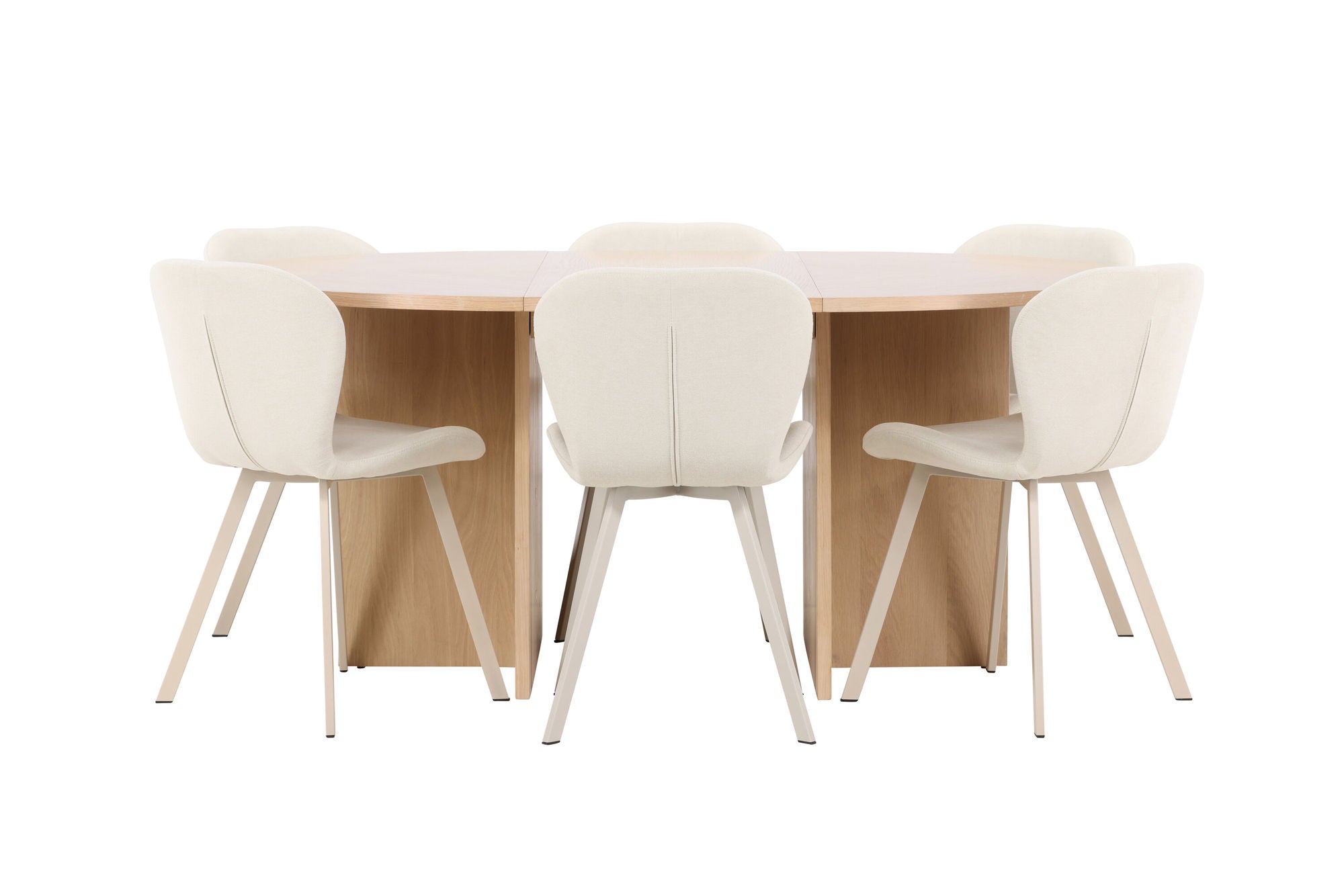 Venture Home Strada bord - Whitewash with 6 Lilja stol - Beige