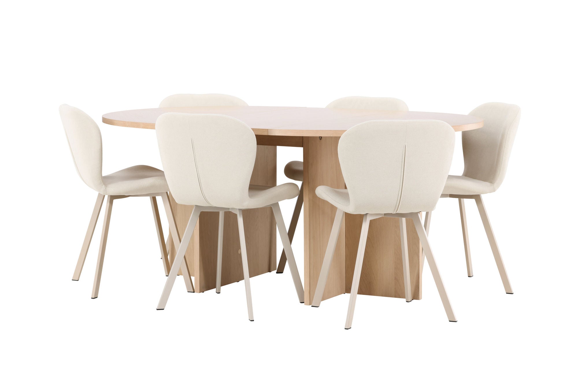 Venture Home Strada bord - Whitewash with 6 Lilja stol - Beige