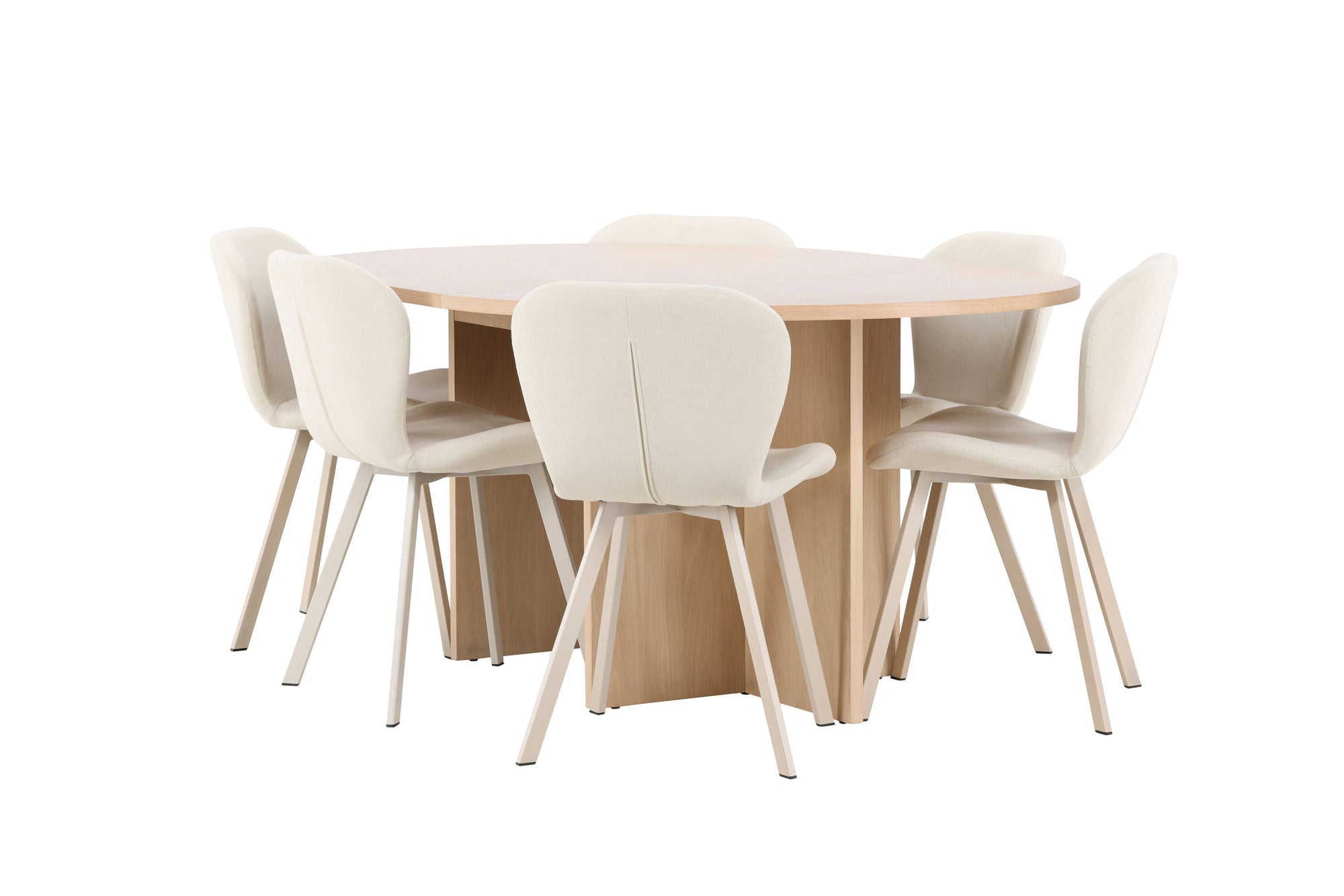 Venture Home Strada bord - Whitewash with 6 Lilja stol - Beige