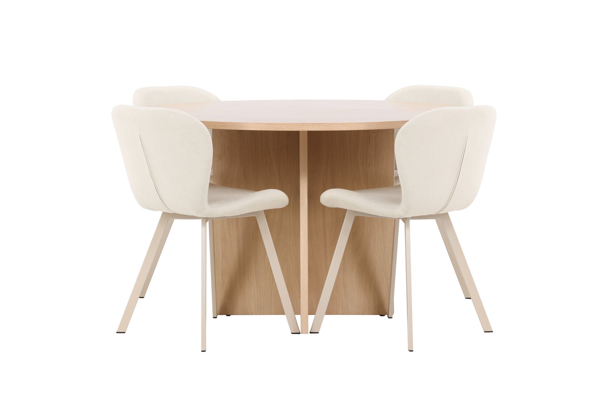 Venture Home Strada bord - Whitewash with 4 Lilja stol - Beige