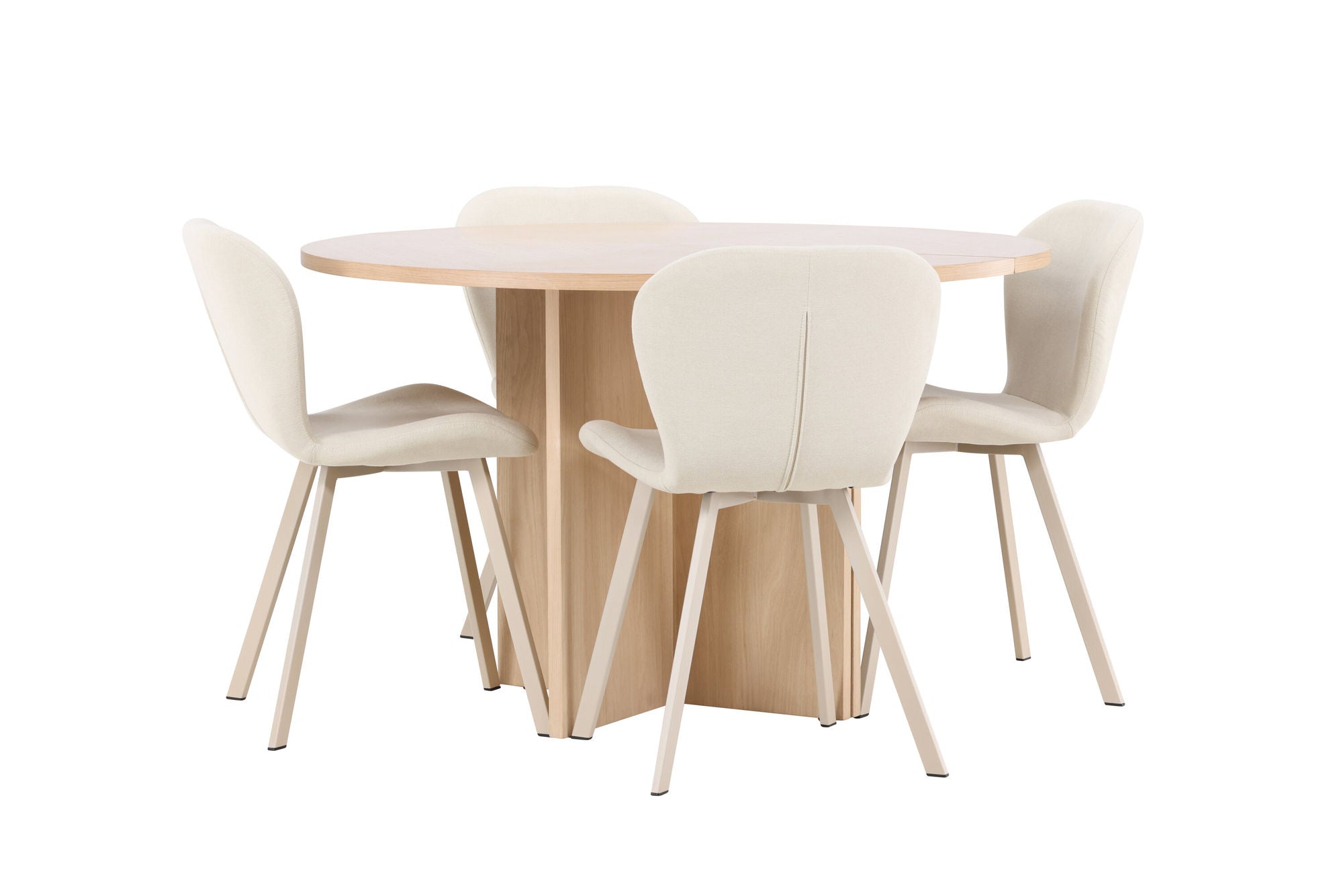 Venture Home Strada bord - Whitewash with 4 Lilja stol - Beige