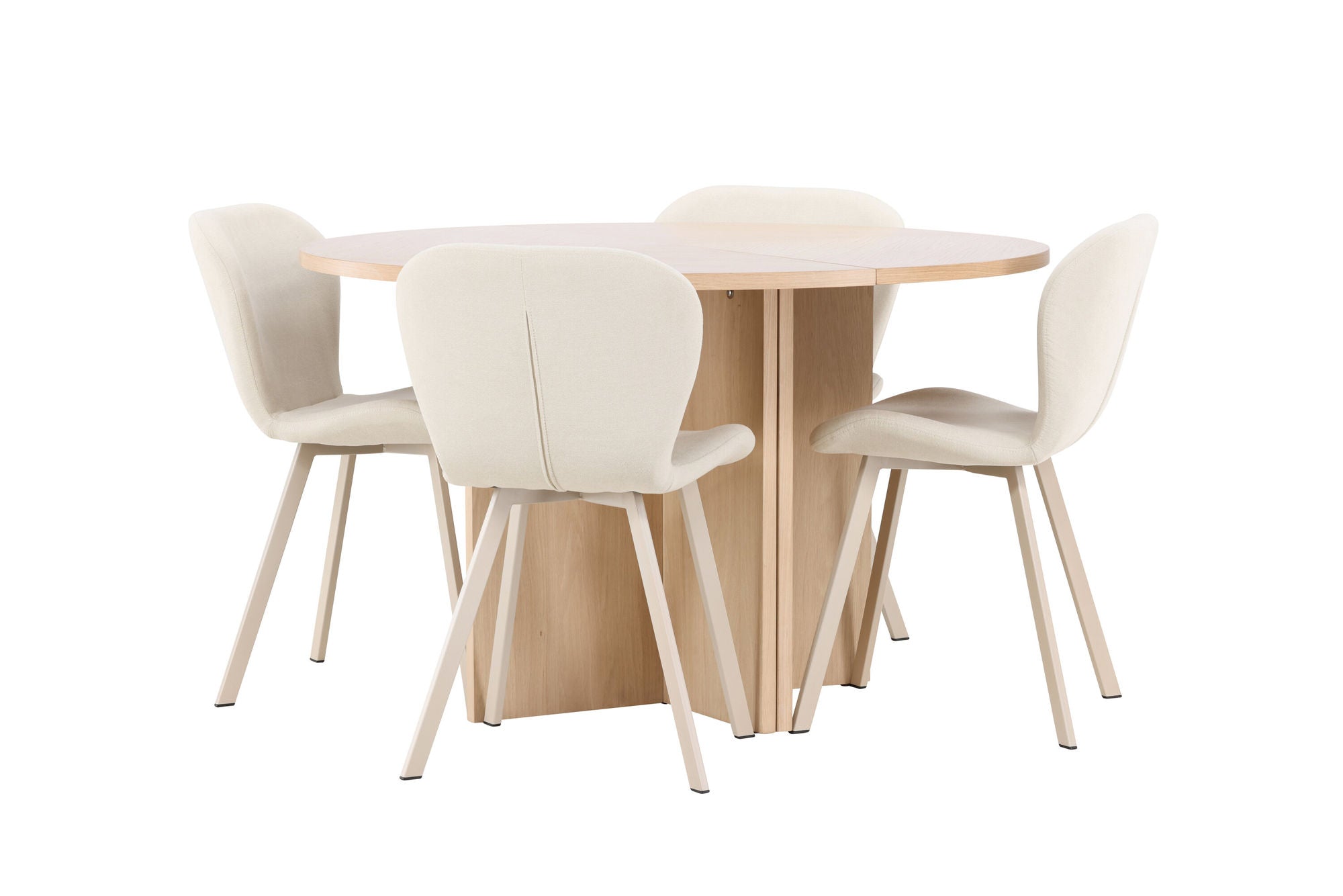 Venture Home Strada bord - Whitewash with 4 Lilja stol - Beige