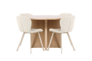 Venture Home Strada bord - Whitewash with 4 Lilja stol - Beige