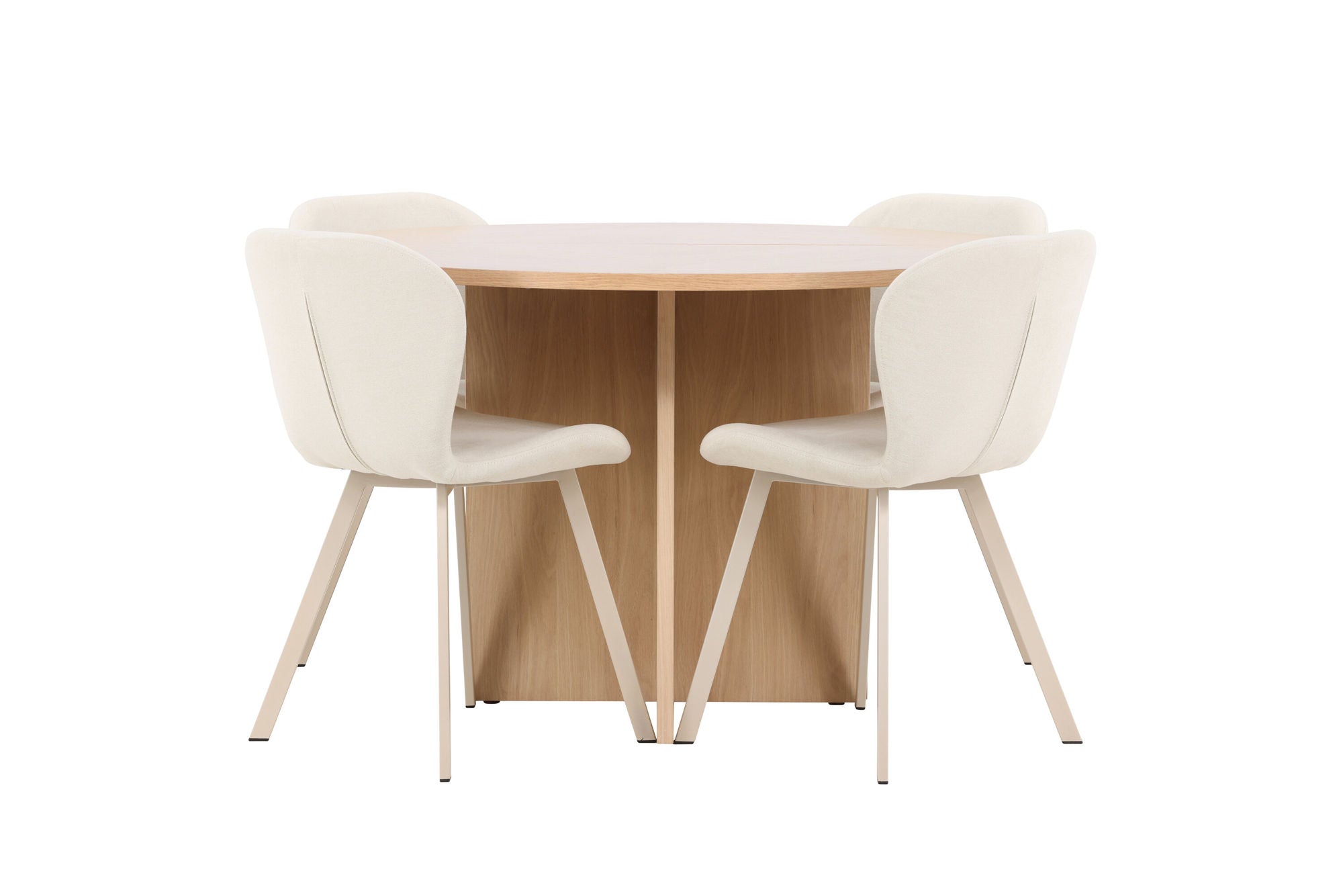 Venture Home Strada bord - Whitewash with 4 Lilja stol - Beige