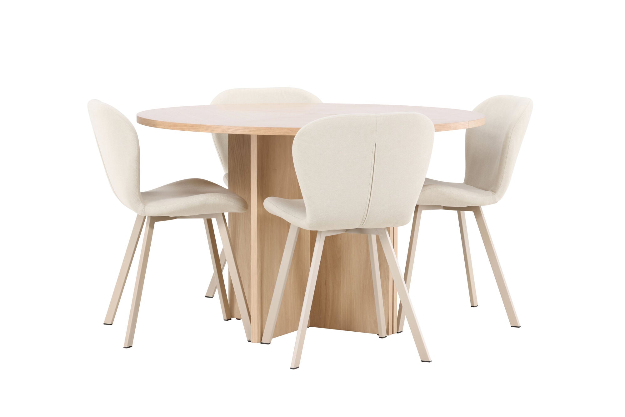 Venture Home Strada bord - Whitewash with 4 Lilja stol - Beige
