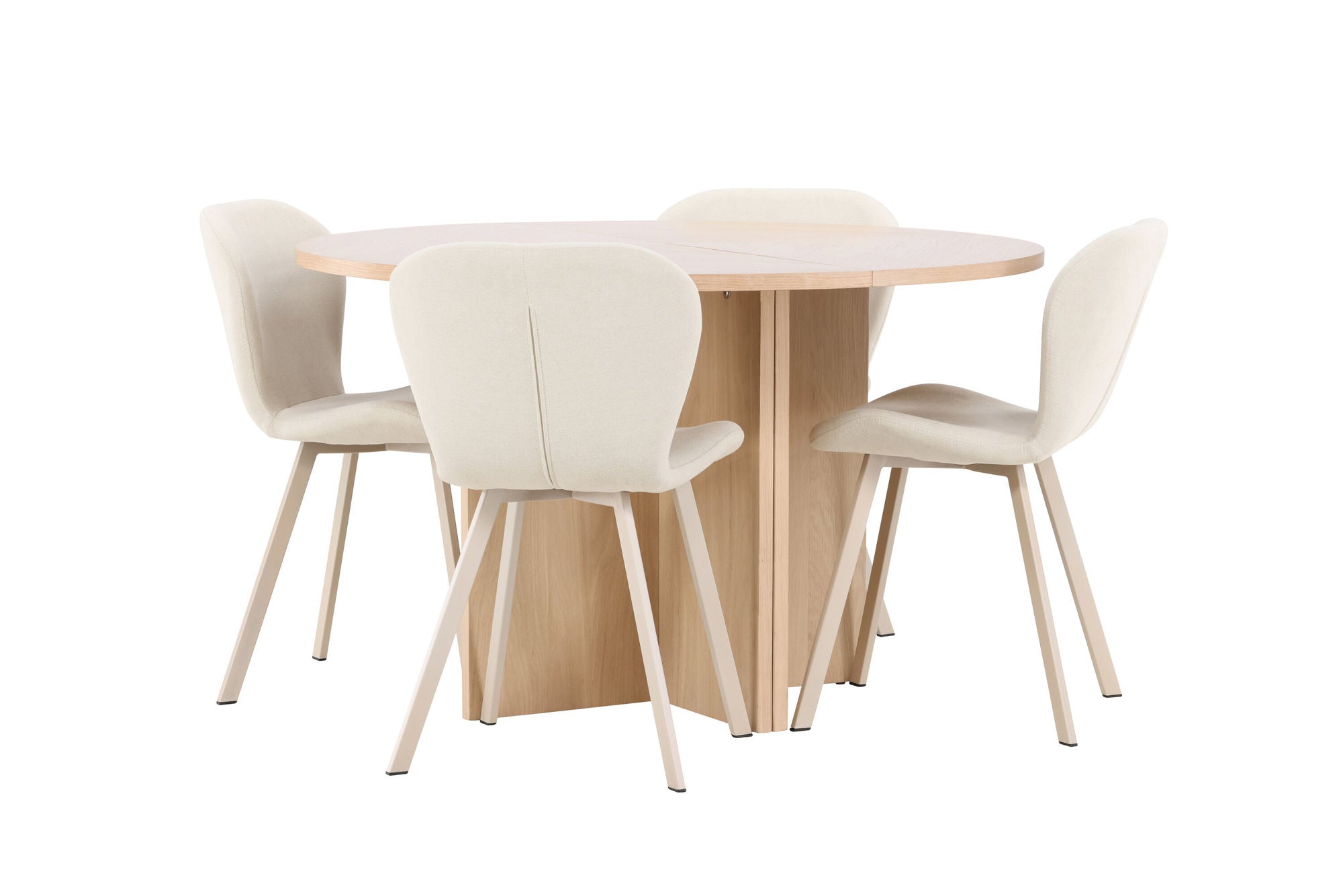 Venture Home Strada bord - Whitewash with 4 Lilja stol - Beige