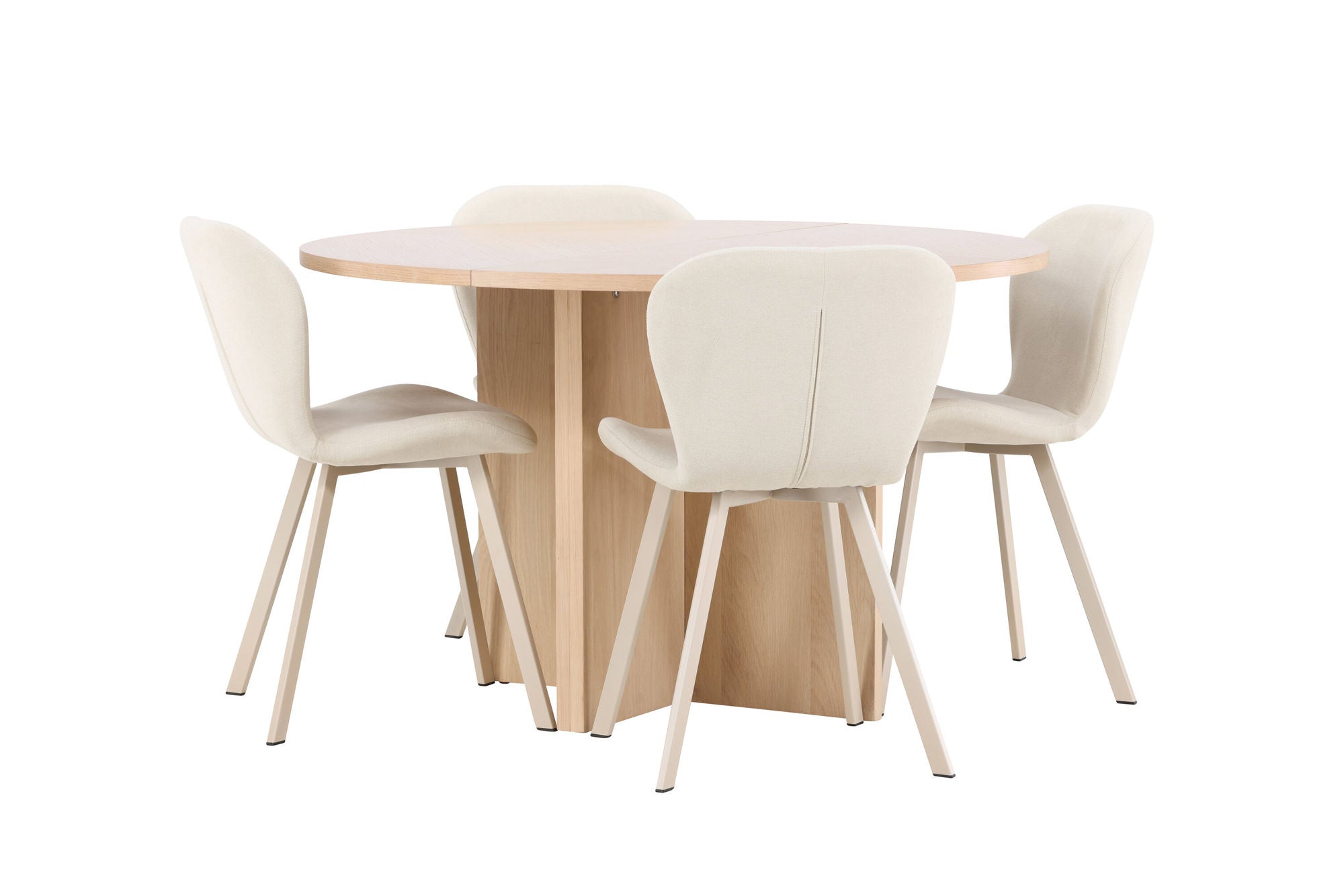 Venture Home Strada bord - Whitewash with 4 Lilja stol - Beige