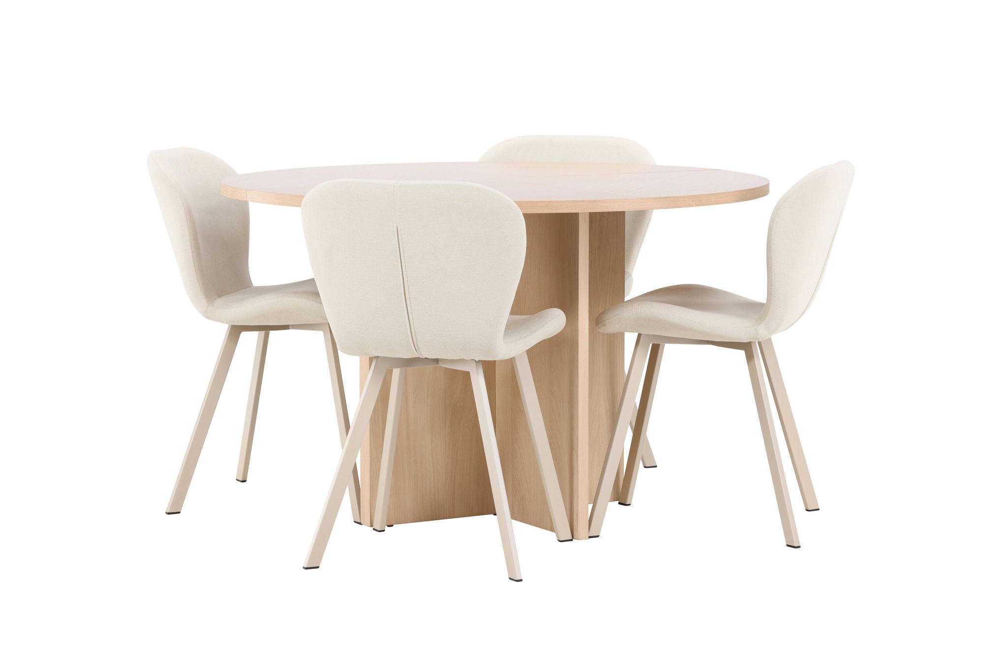 Venture Home Strada bord - Whitewash with 4 Lilja stol - Beige