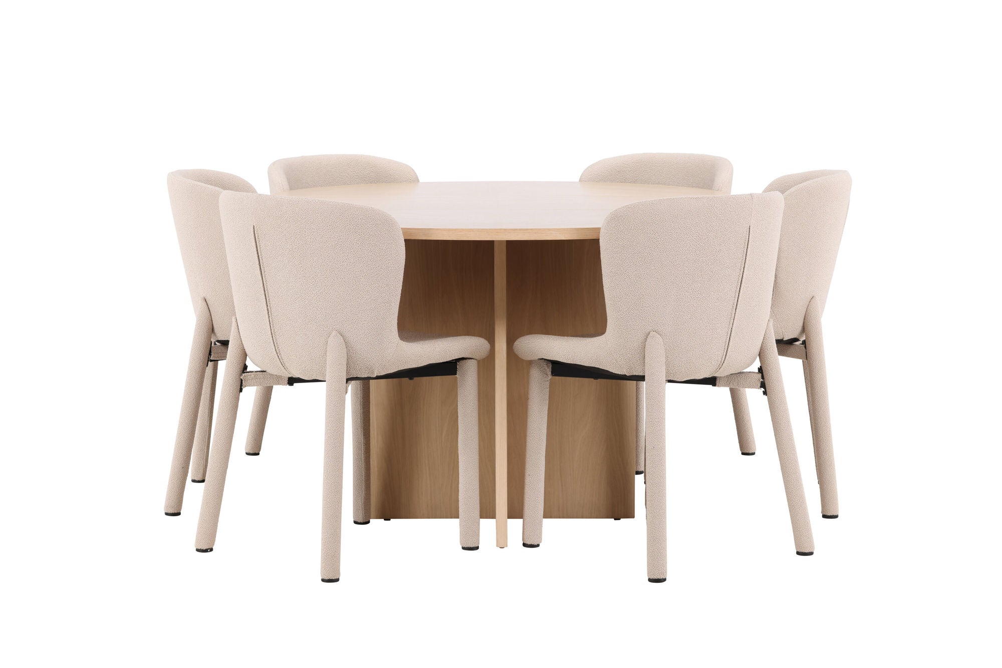 Venture Home Strada bord - Whitewash with 6 Astoria stol - Beige