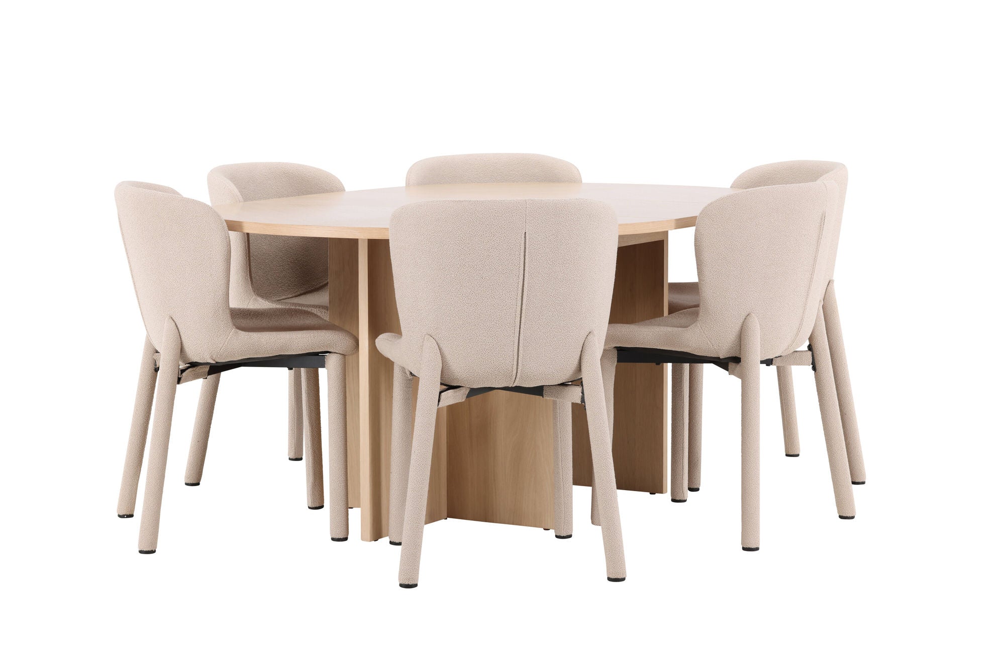 Venture Home Strada bord - Whitewash with 6 Astoria stol - Beige