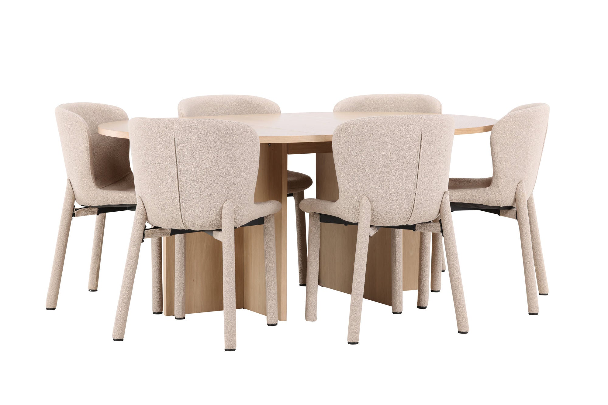 Venture Home Strada bord - Whitewash with 6 Astoria stol - Beige