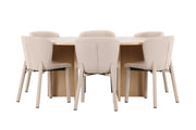 Venture Home Strada bord - Whitewash with 6 Astoria stol - Beige