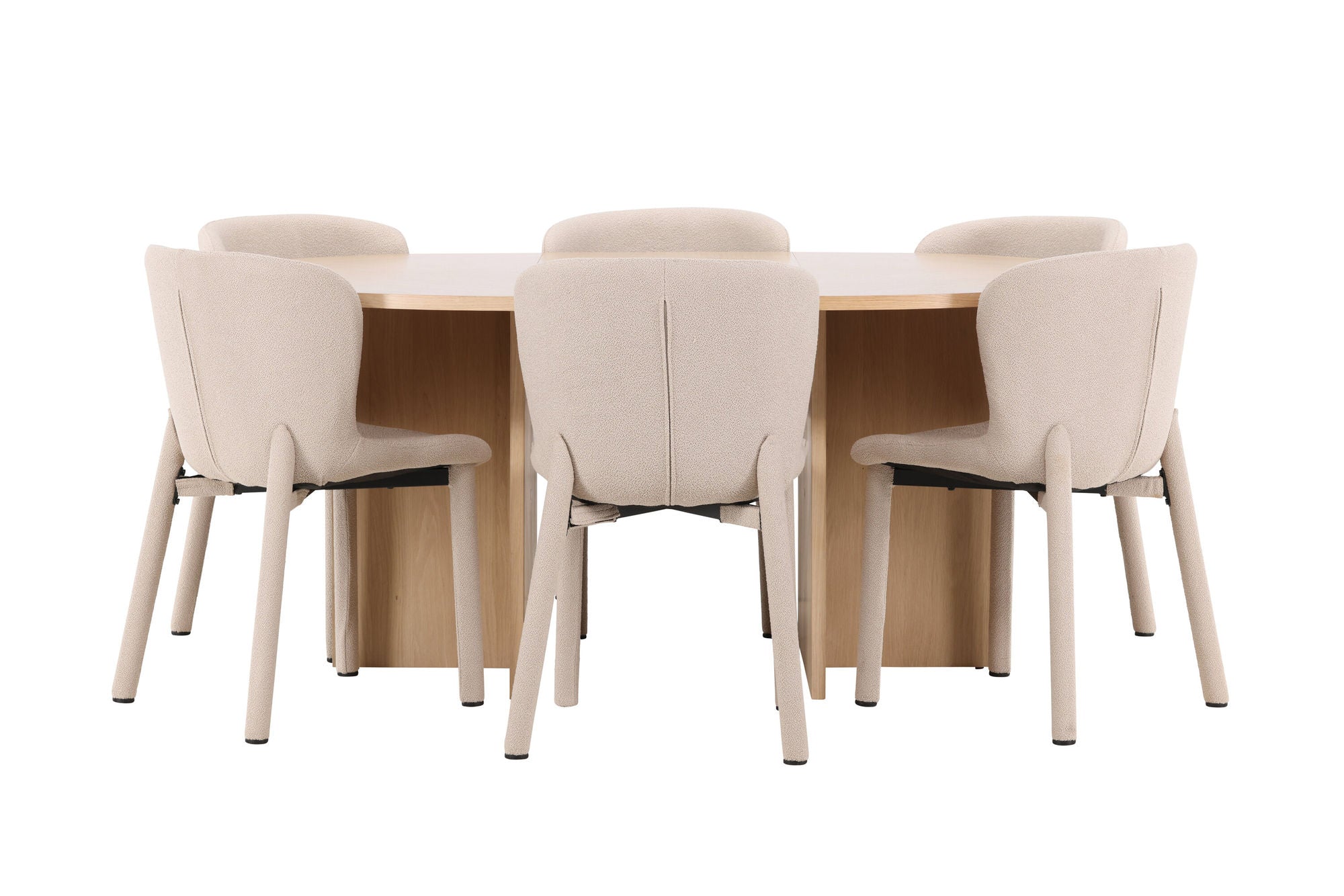 Venture Home Strada bord - Whitewash with 6 Astoria stol - Beige