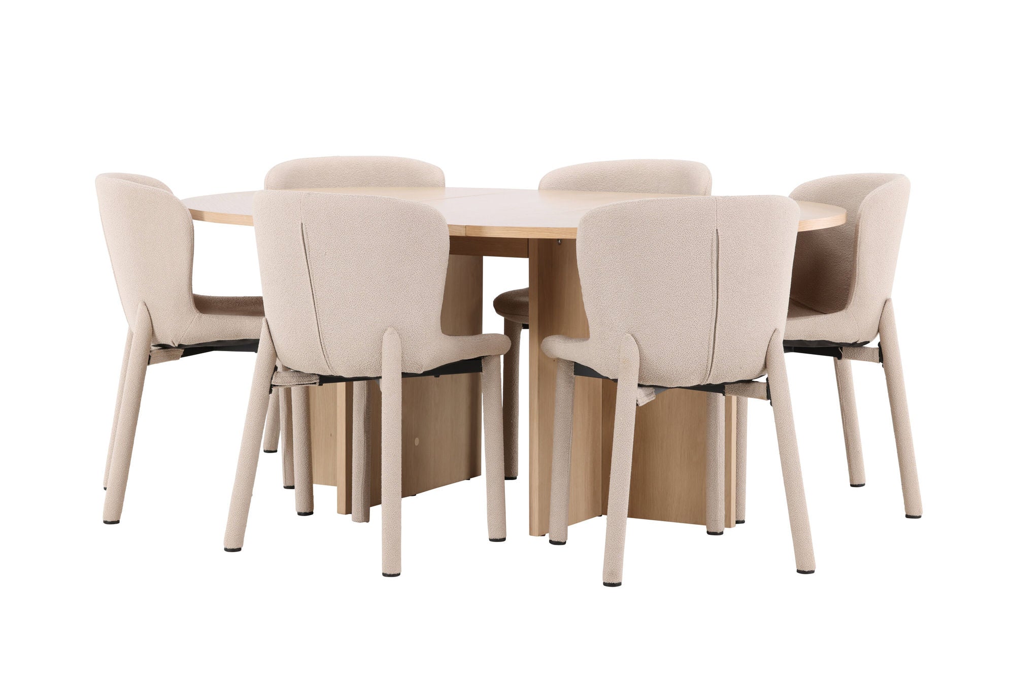 Venture Home Strada bord - Whitewash with 6 Astoria stol - Beige