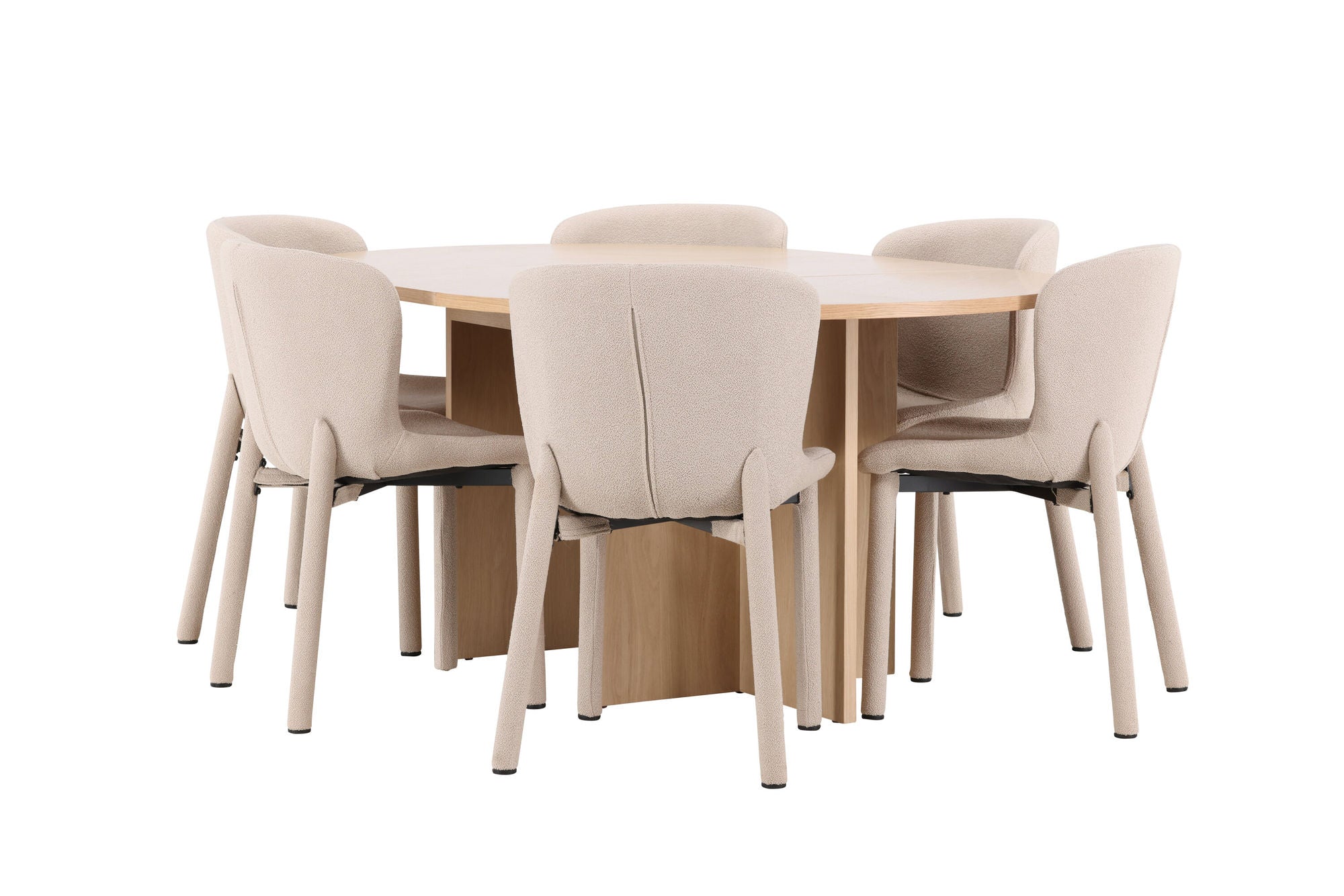 Venture Home Strada bord - Whitewash with 6 Astoria stol - Beige