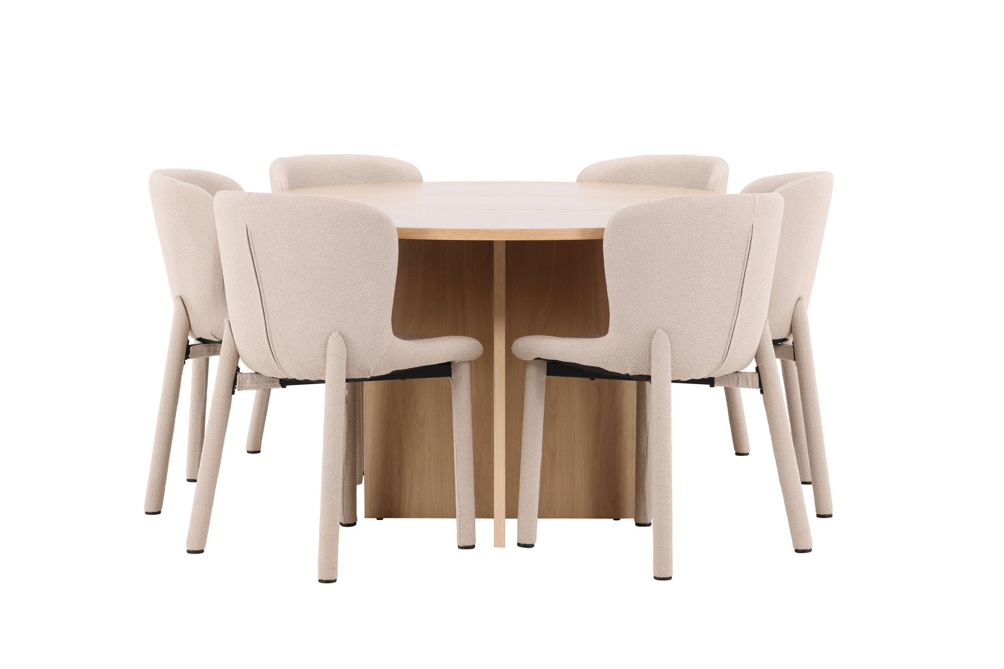 Venture Home Strada bord - Whitewash with 6 Astoria stol - Beige
