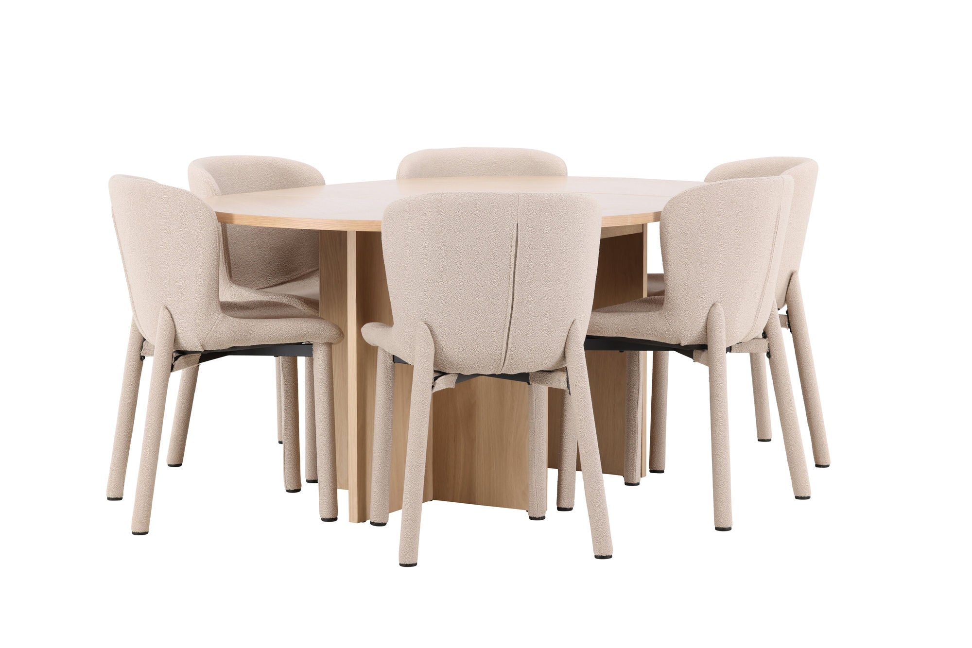 Venture Home Strada bord - Whitewash with 6 Astoria stol - Beige