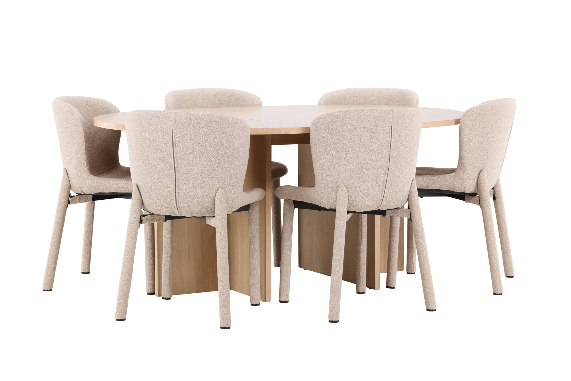 Venture Home Strada bord - Whitewash with 6 Astoria stol - Beige