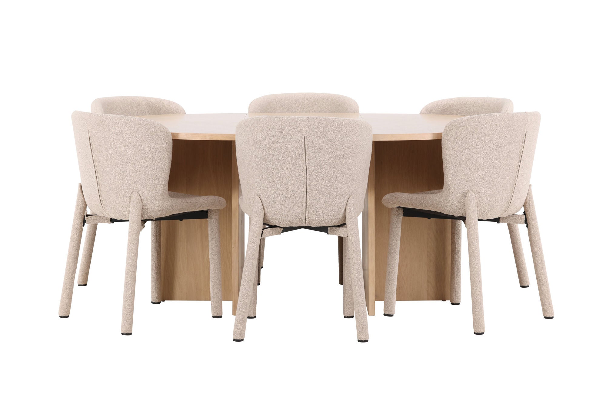 Venture Home Strada bord - Whitewash with 6 Astoria stol - Beige