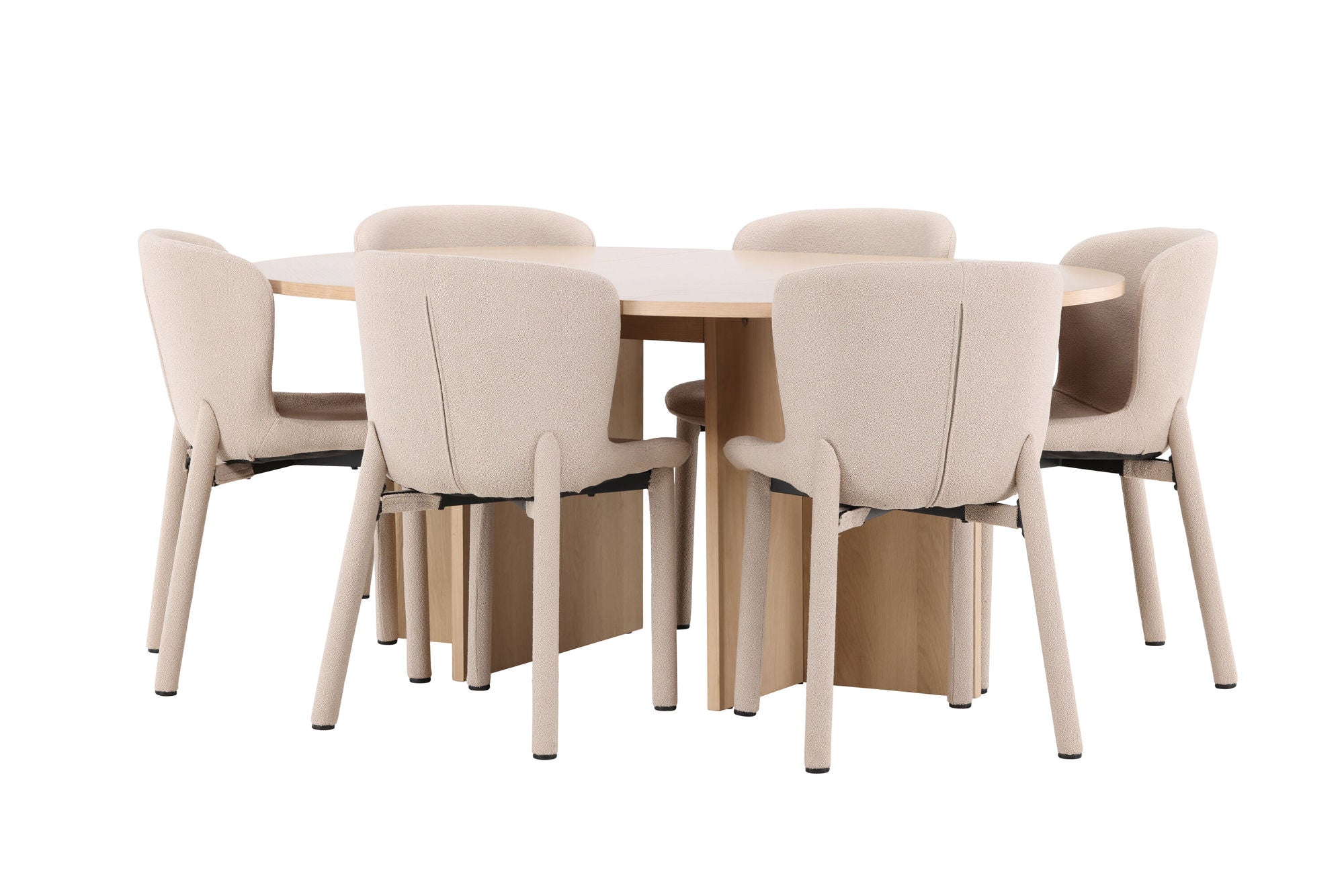Venture Home Strada bord - Whitewash with 6 Astoria stol - Beige