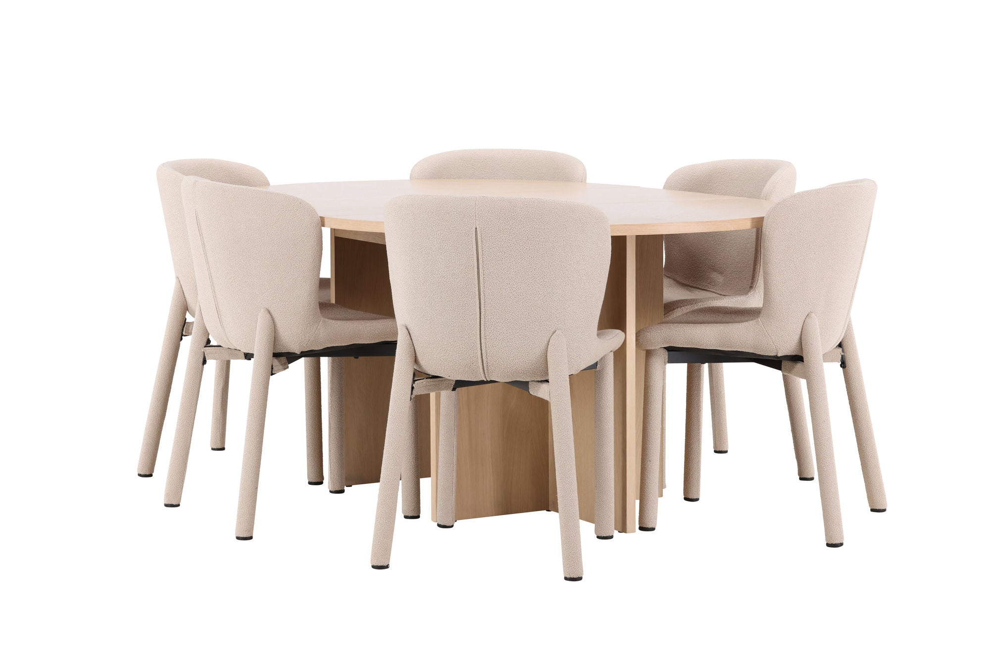 Venture Home Strada bord - Whitewash with 6 Astoria stol - Beige