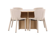 Venture Home Strada bord - Whitewash with 4 Astoria stol - Beige
