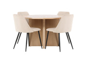 Venture Home Strada bord - Whitewash with 4 Night stol - Black / Beige