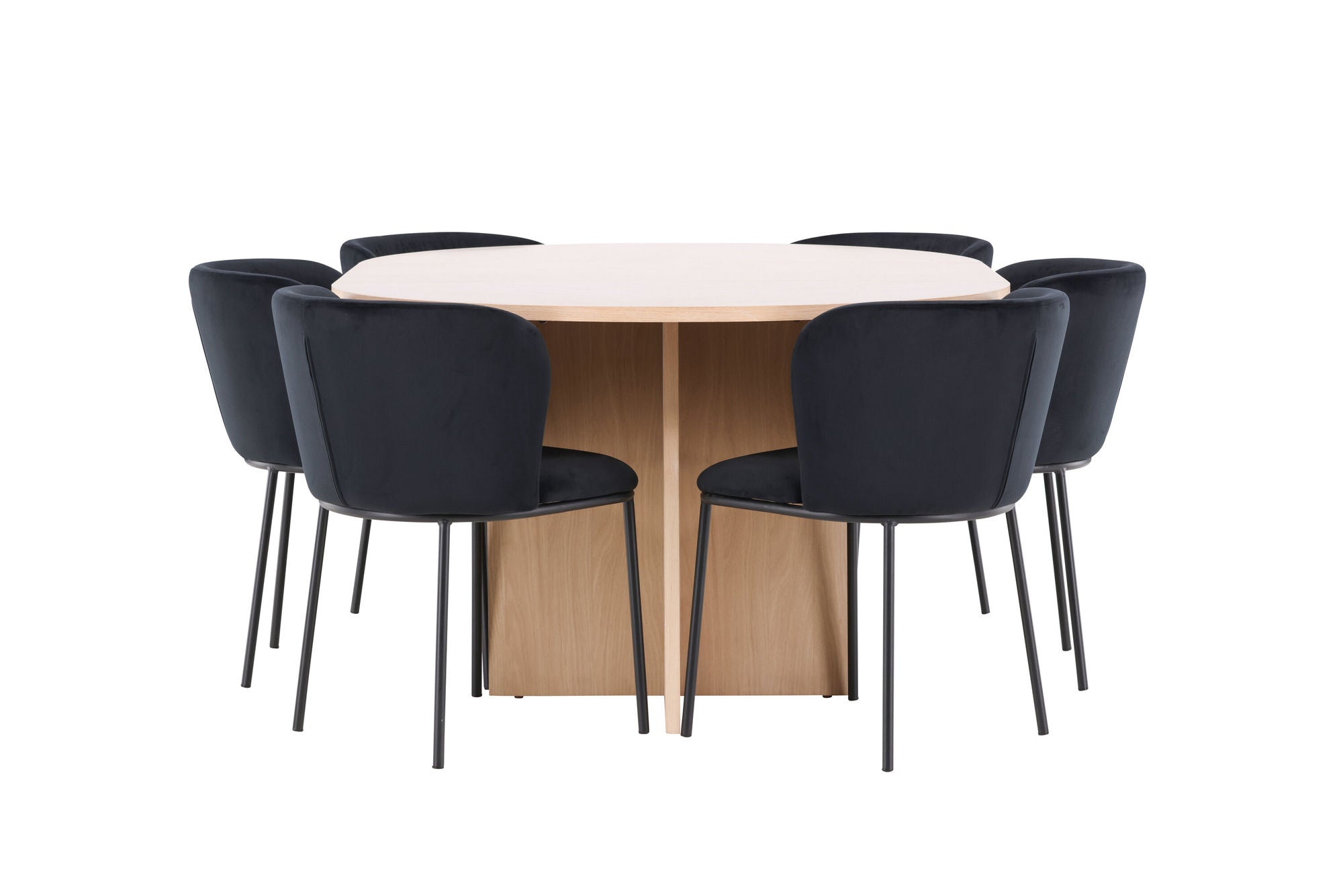 Venture Home Strada bord - Whitewash with 6 Edina stol - Black