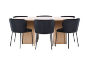 Venture Home Strada bord - Whitewash with 6 Edina stol - Black