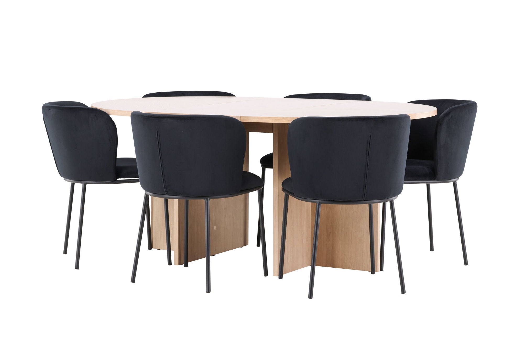 Venture Home Strada bord - Whitewash with 6 Edina stol - Black