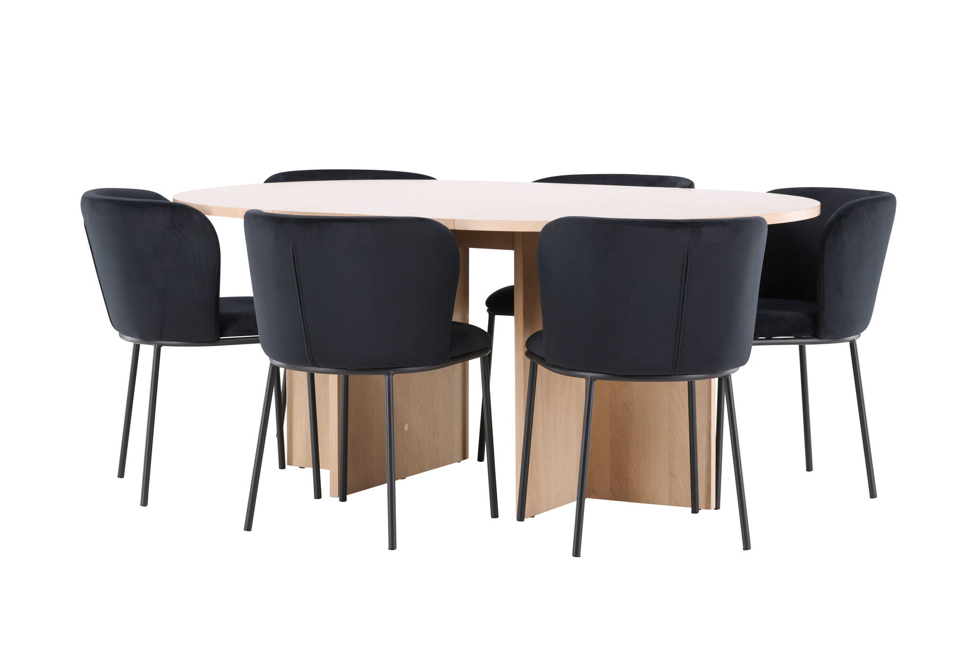 Venture Home Strada bord - Whitewash with 6 Edina stol - Black