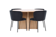 Venture Home Strada bord - Whitewash with 4 Edina stol - Black