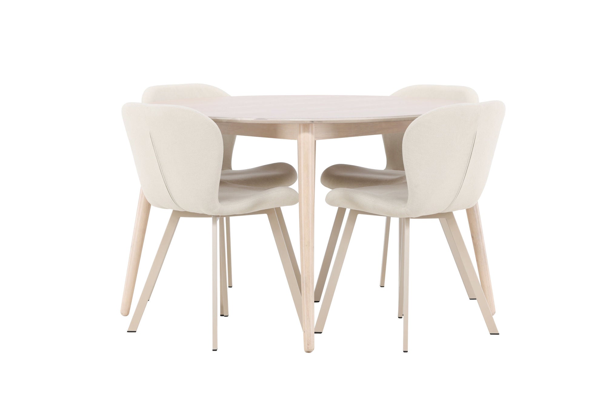 Venture Home Flora bord - Whitewash with 4 Lilja stol - Beige