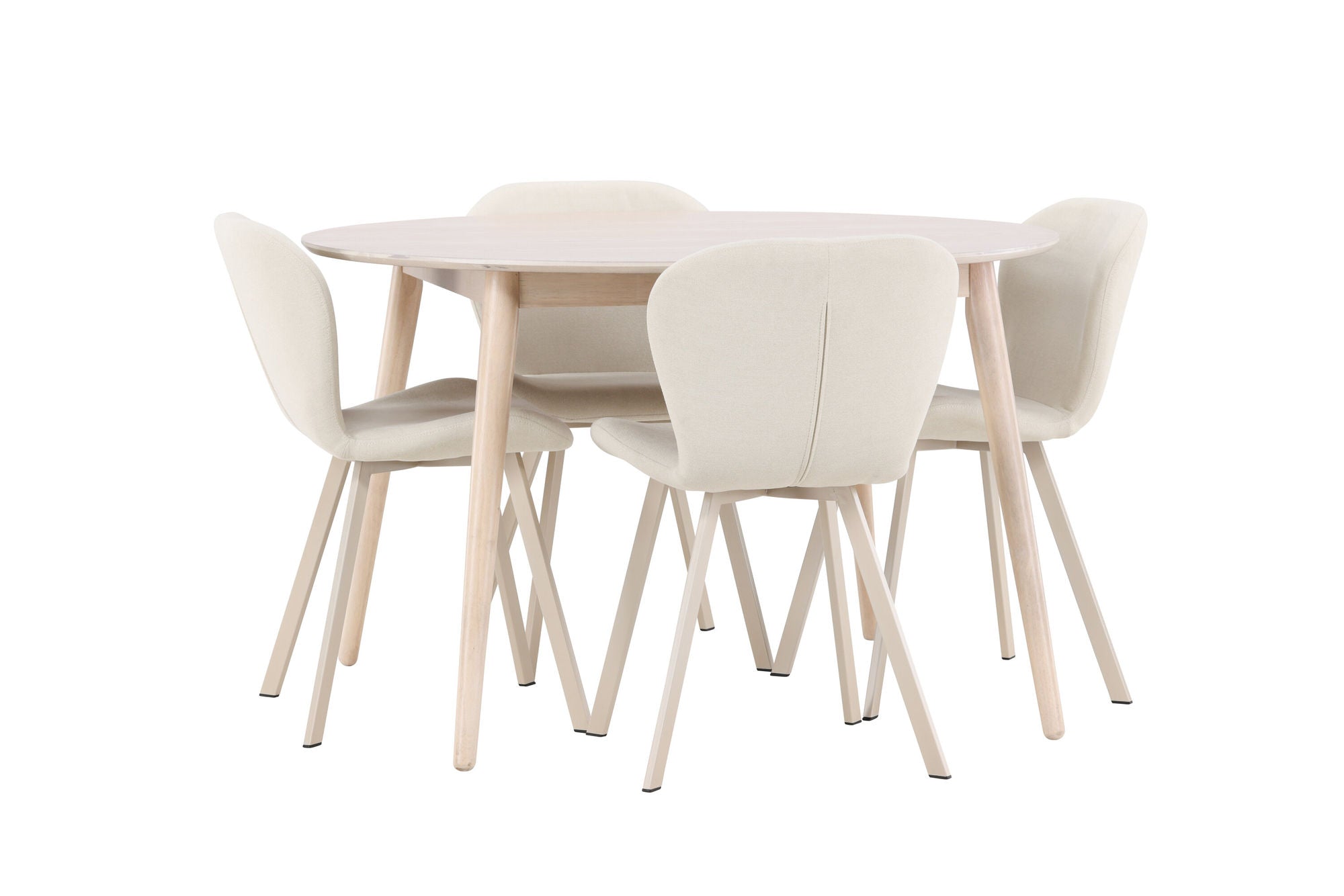 Venture Home Flora bord - Whitewash with 4 Lilja stol - Beige