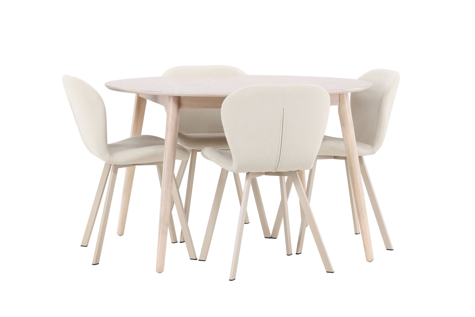 Venture Home Flora bord - Whitewash with 4 Lilja stol - Beige